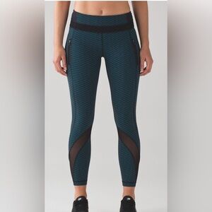 Lululemon Women’s Inspire Leggings Mesh Jacquard Black Indian Ocean C049
